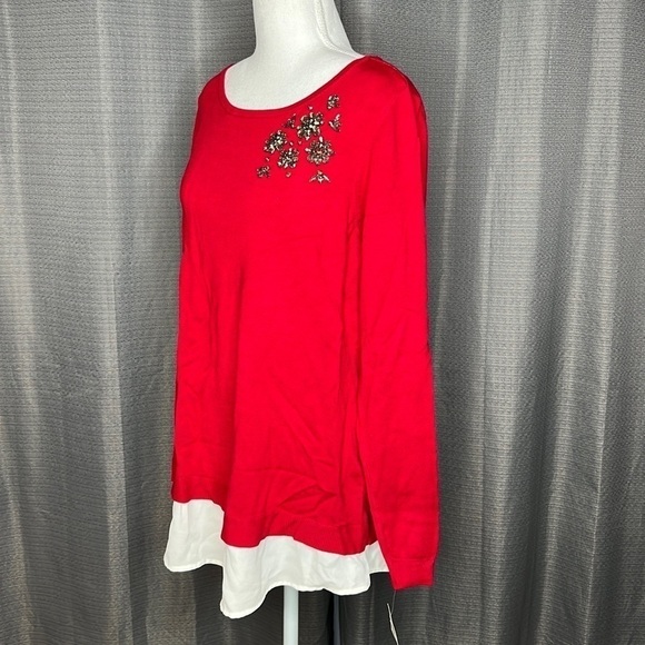 CHARTER CLUB WOMAN RED JEWEL SWEATER Size  1X - Picture 3 of 9